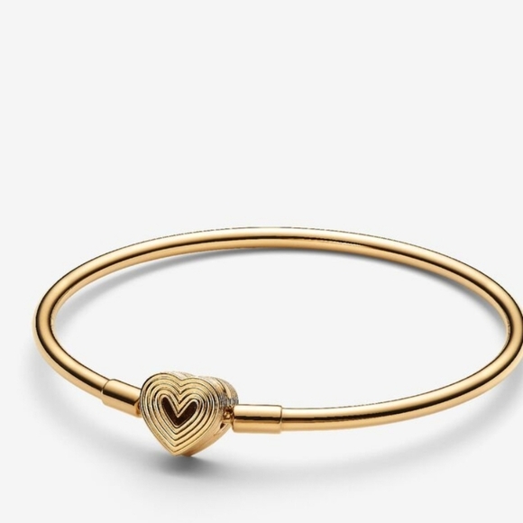 Pandora Radiating Heart Clasp Bangle 14k gold plating 7.5 - Picture 2 of 6